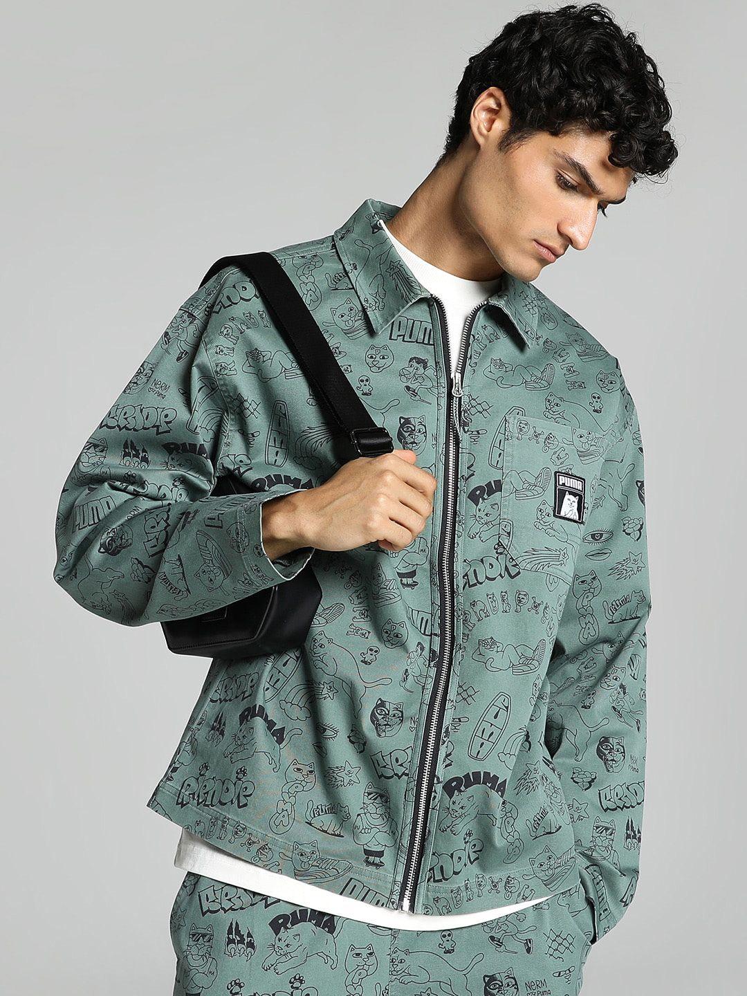 puma men green puma x ripndip tailored jacket