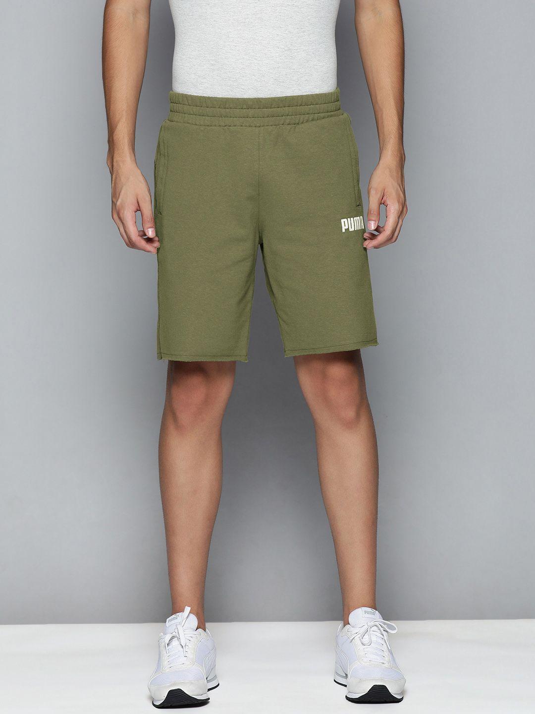 puma men green typography printed shorts