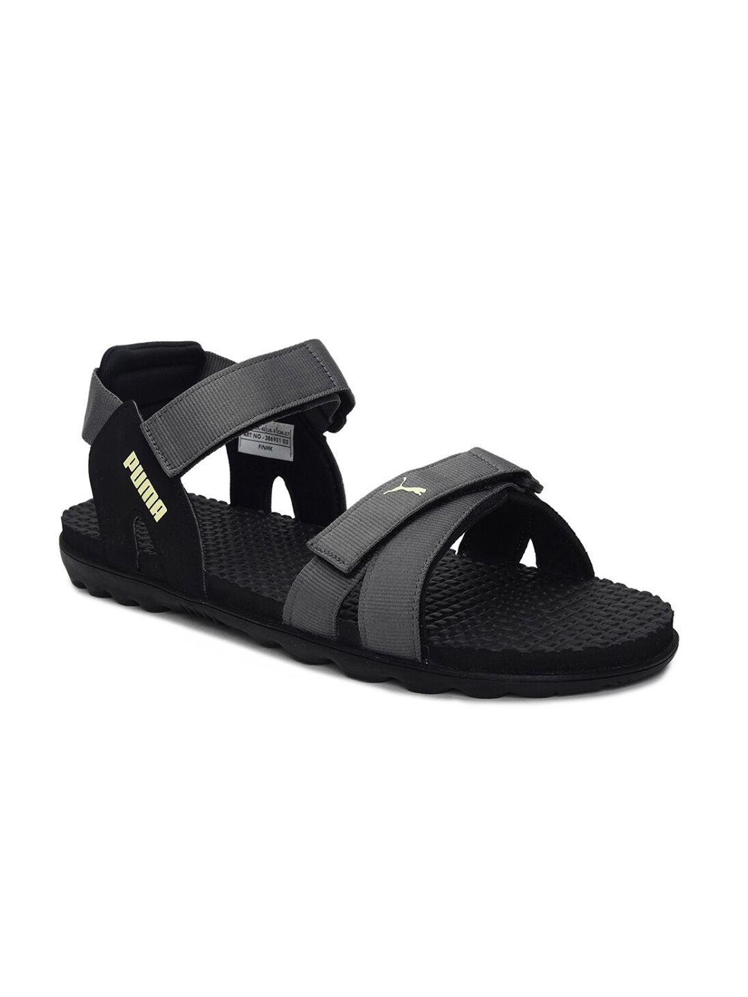 puma men grey & black comfort sandals