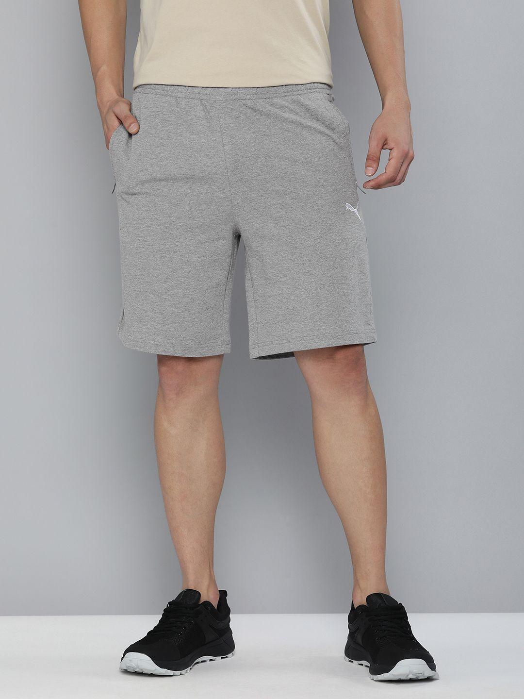 puma men grey brand logo printed slim fit sports shorts