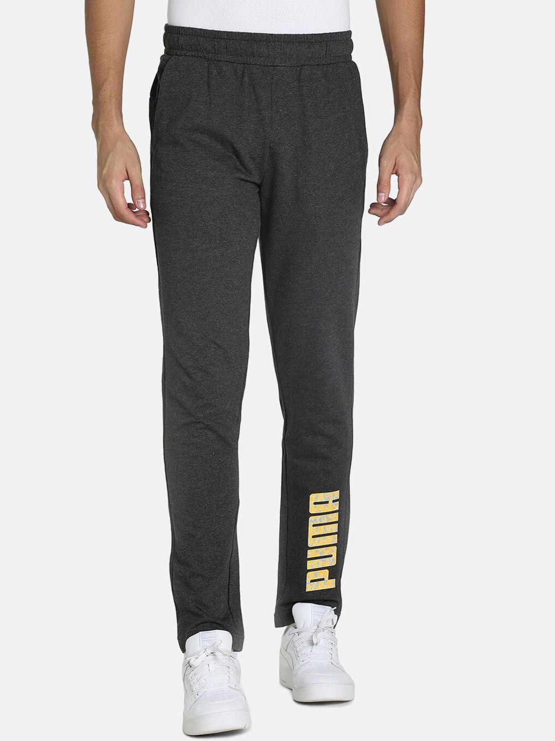 puma men grey brand logo sports track pants