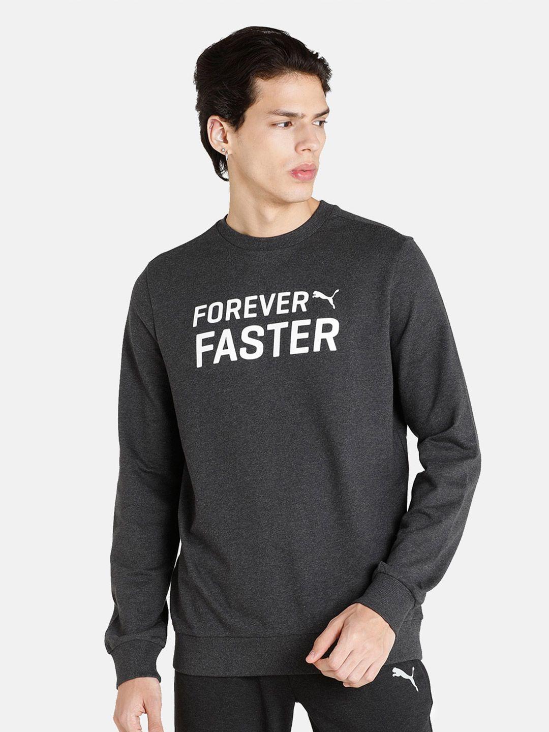 puma men grey forever faster printed sweatshirt