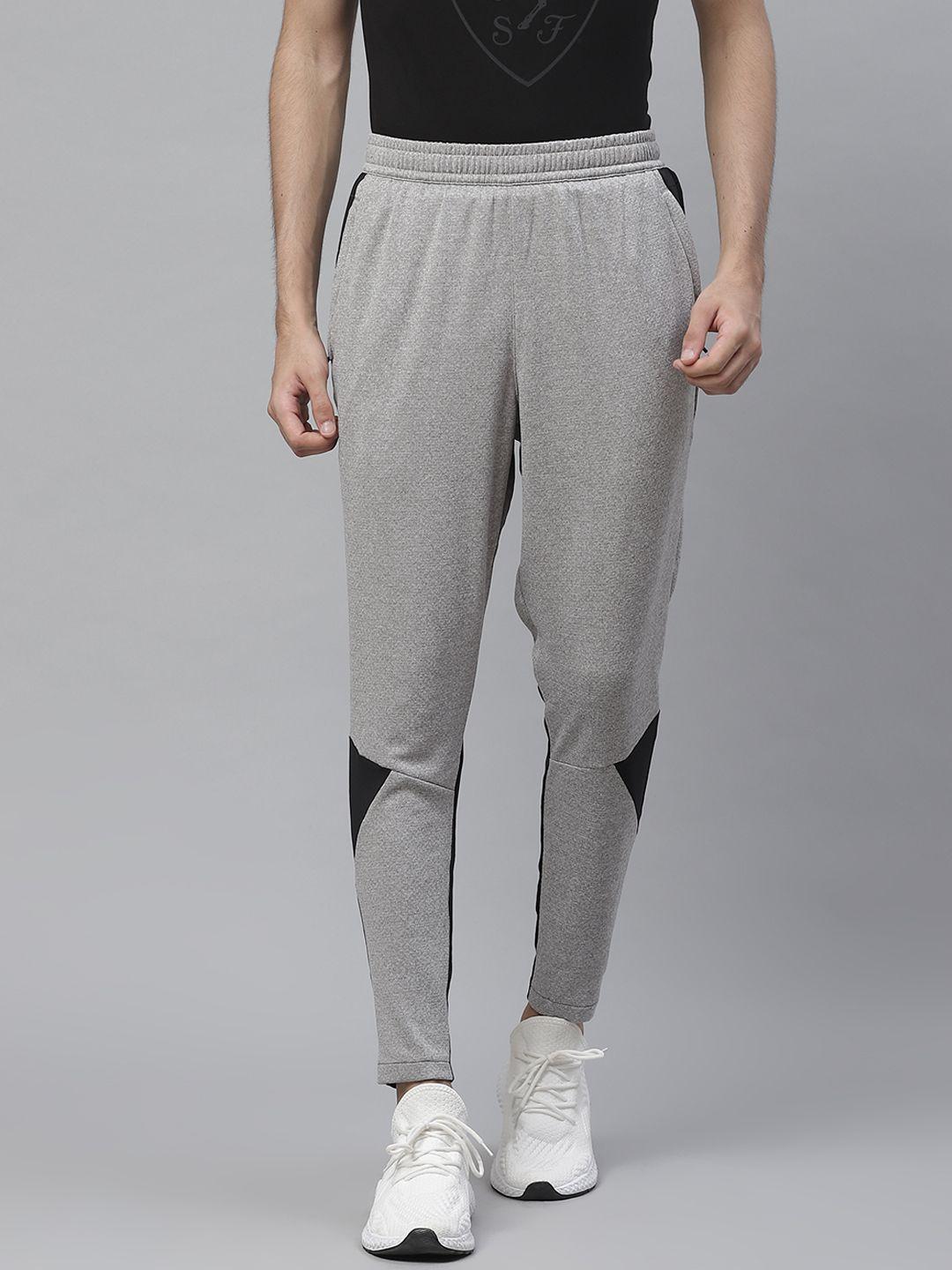 puma men grey melange run tapered colourblocked track pants