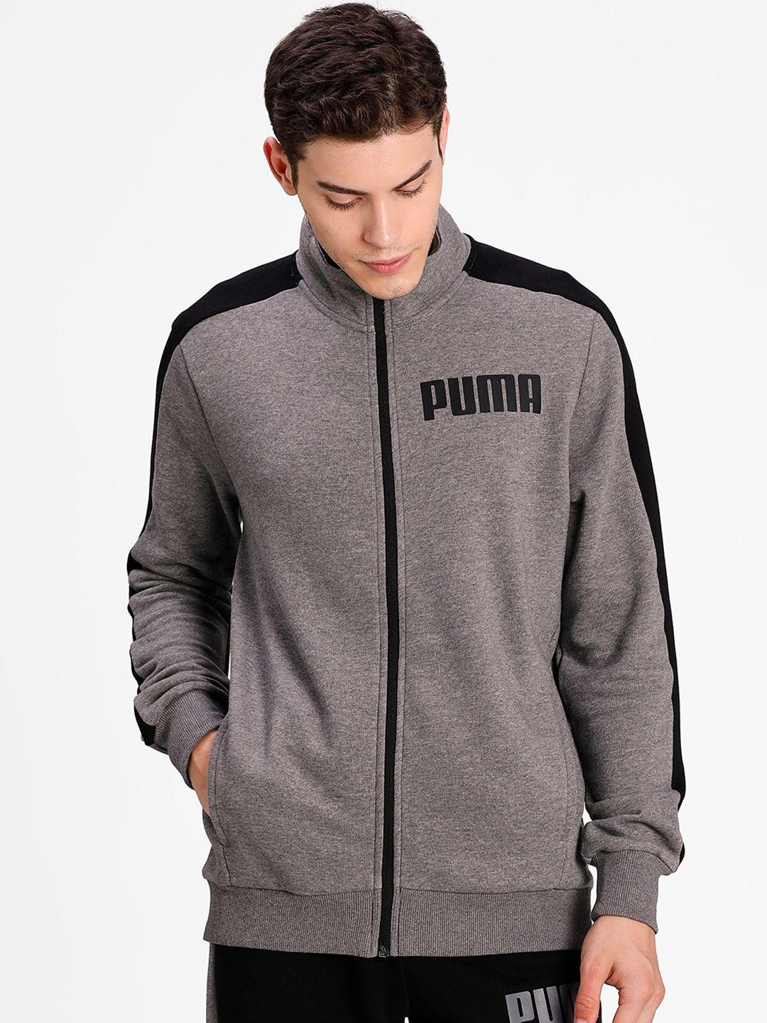 puma men grey printed sporty jacket