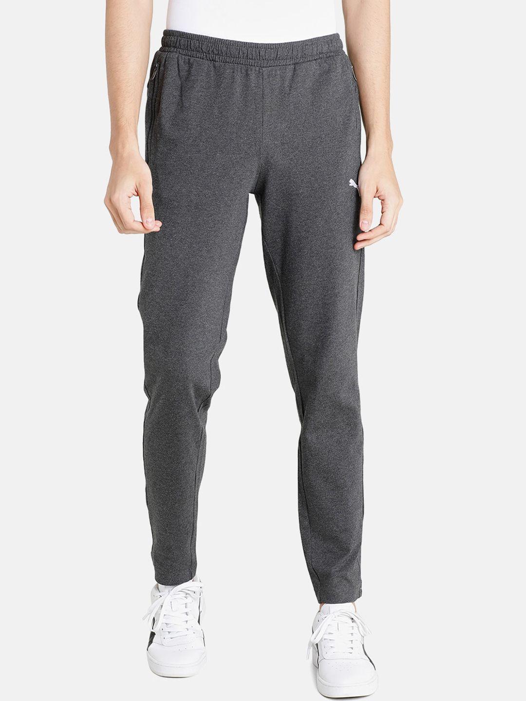 puma men grey solid  zippered jersey sweatpants