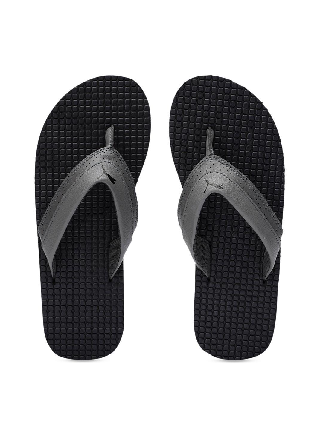 puma men grey solid shiatsu thong flip-flops