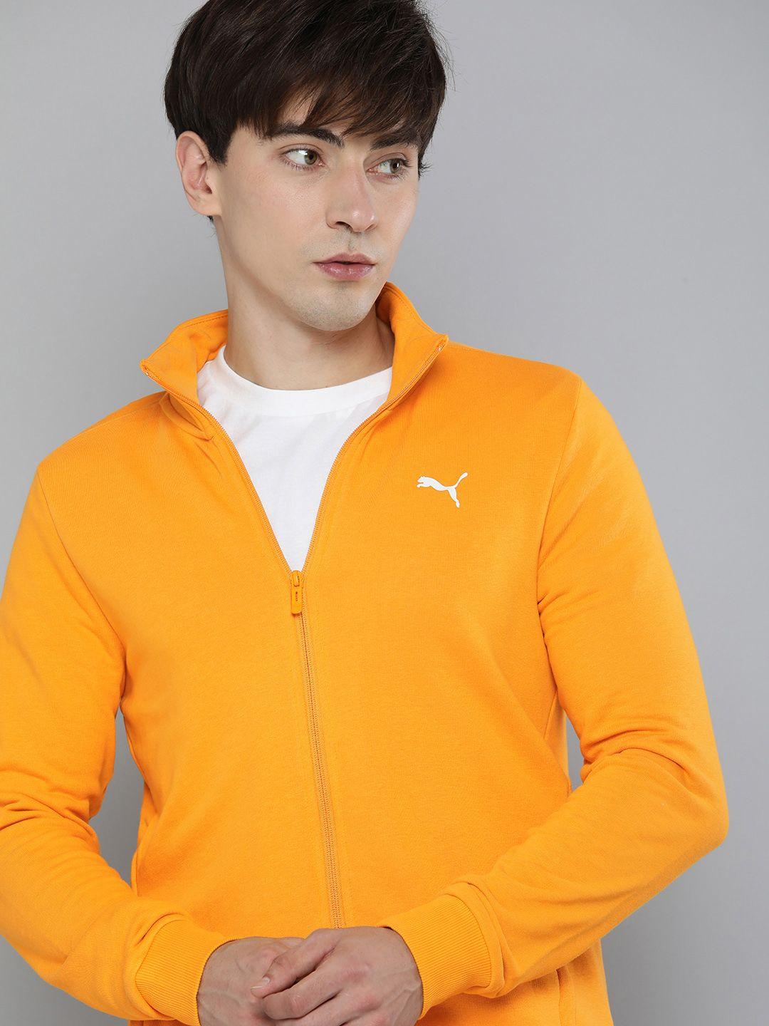 puma men mustard full-zip slim fit sporty jacket