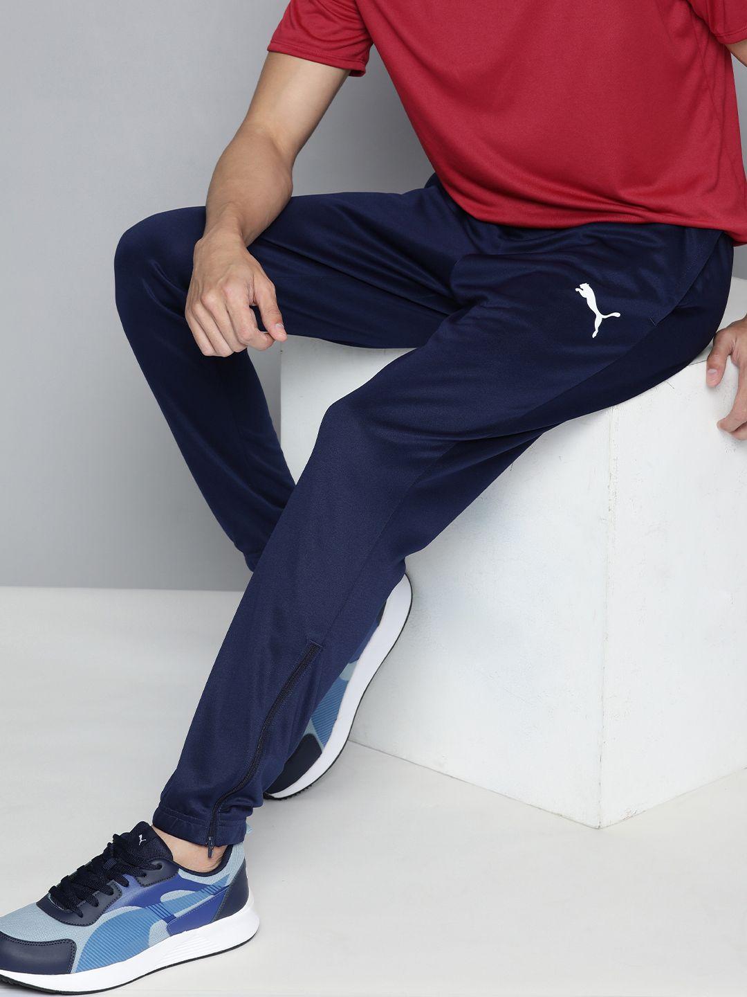 puma men navy blue drycell team rise training joggers