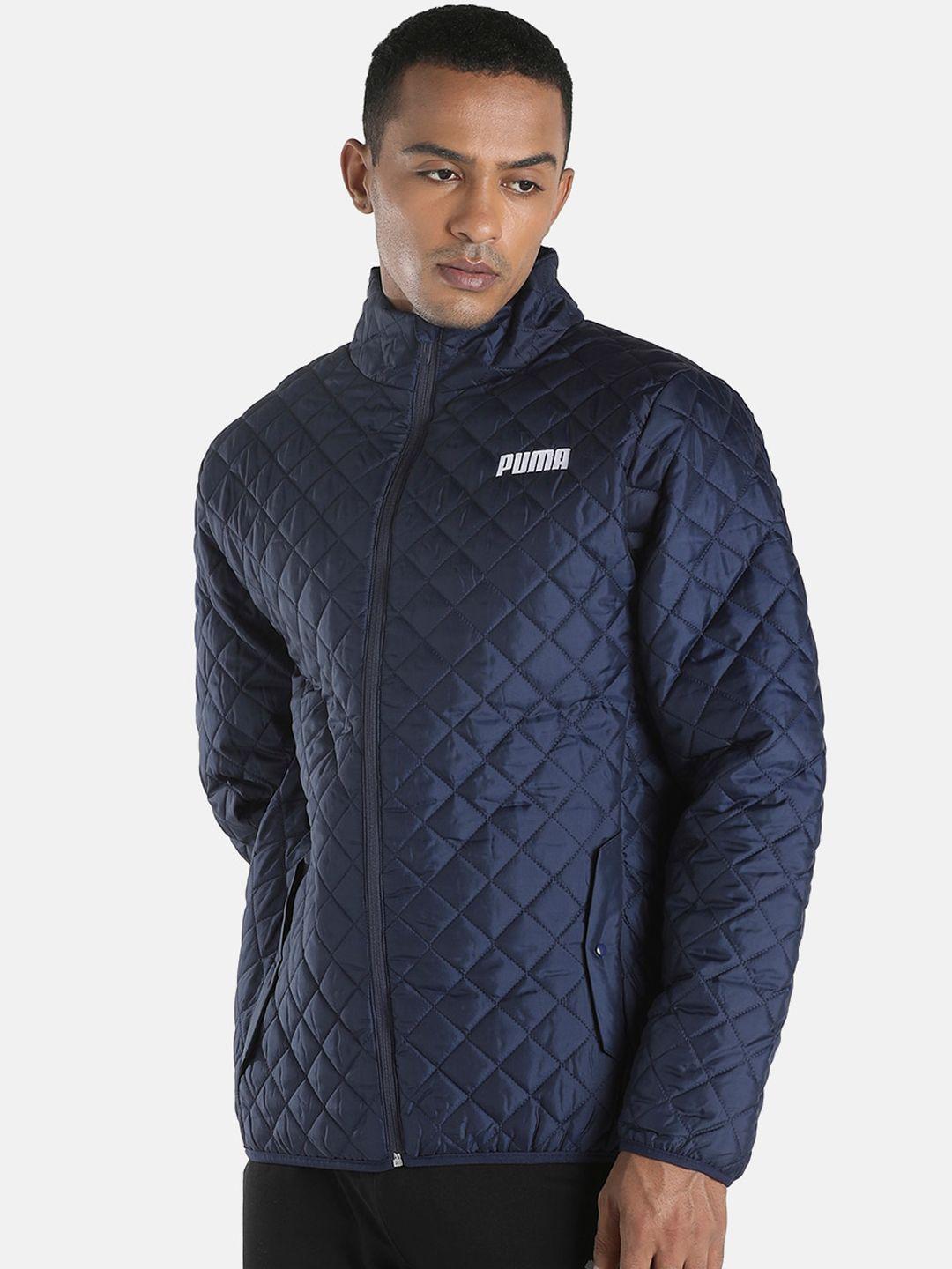 puma men navy blue lightweight padded quilted jacket