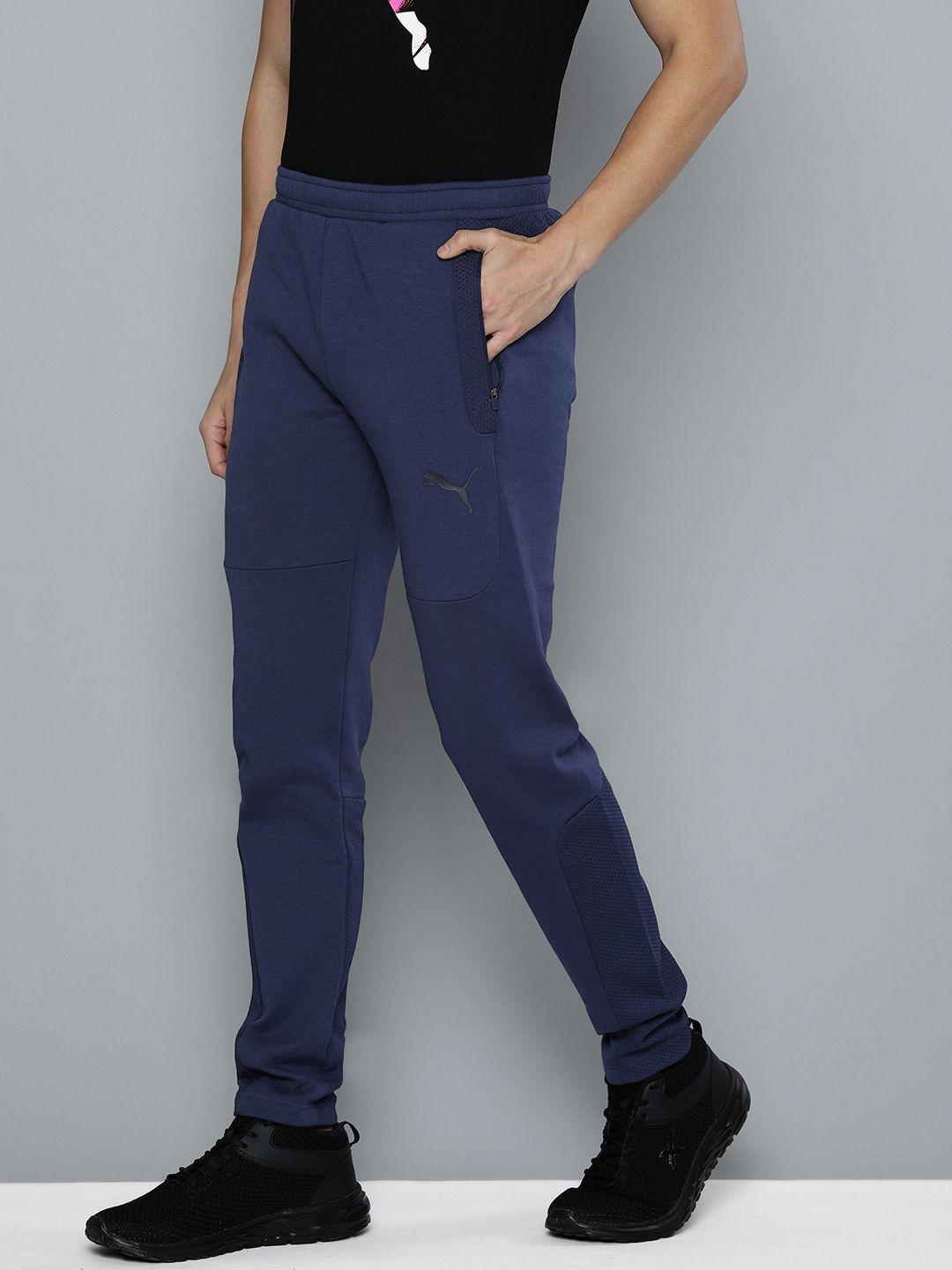 puma men navy blue solid teamcup drycell track pants