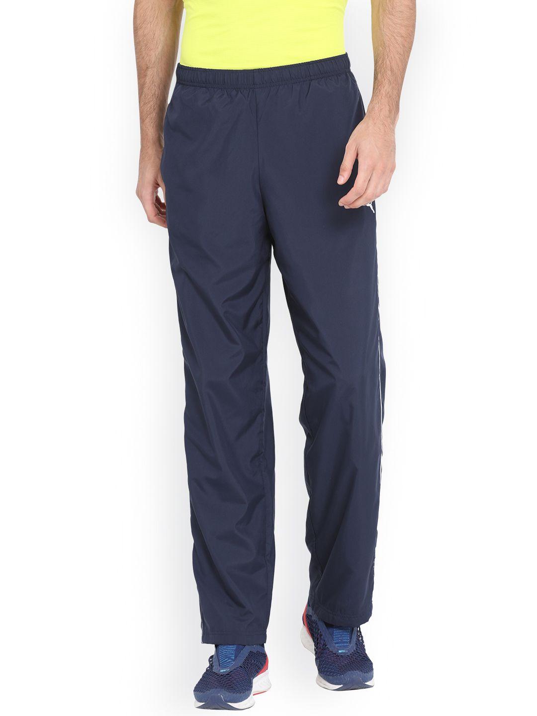 puma men navy blue solid trackpants