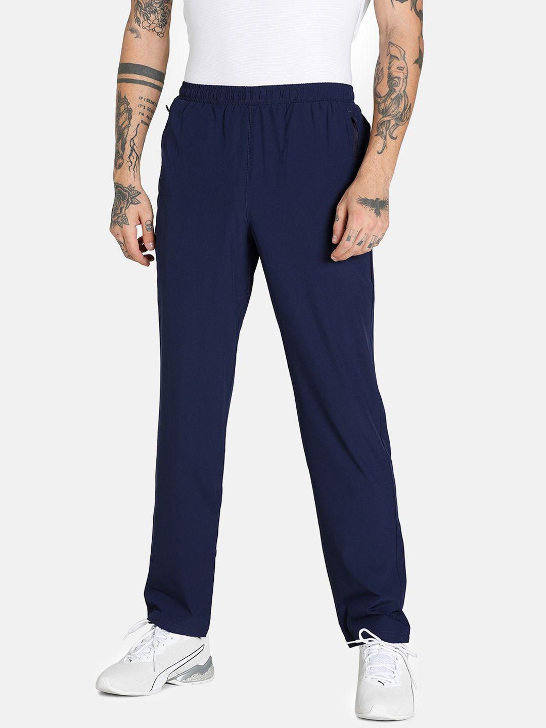 puma men navy blue woven training pants slip on solid sports pants