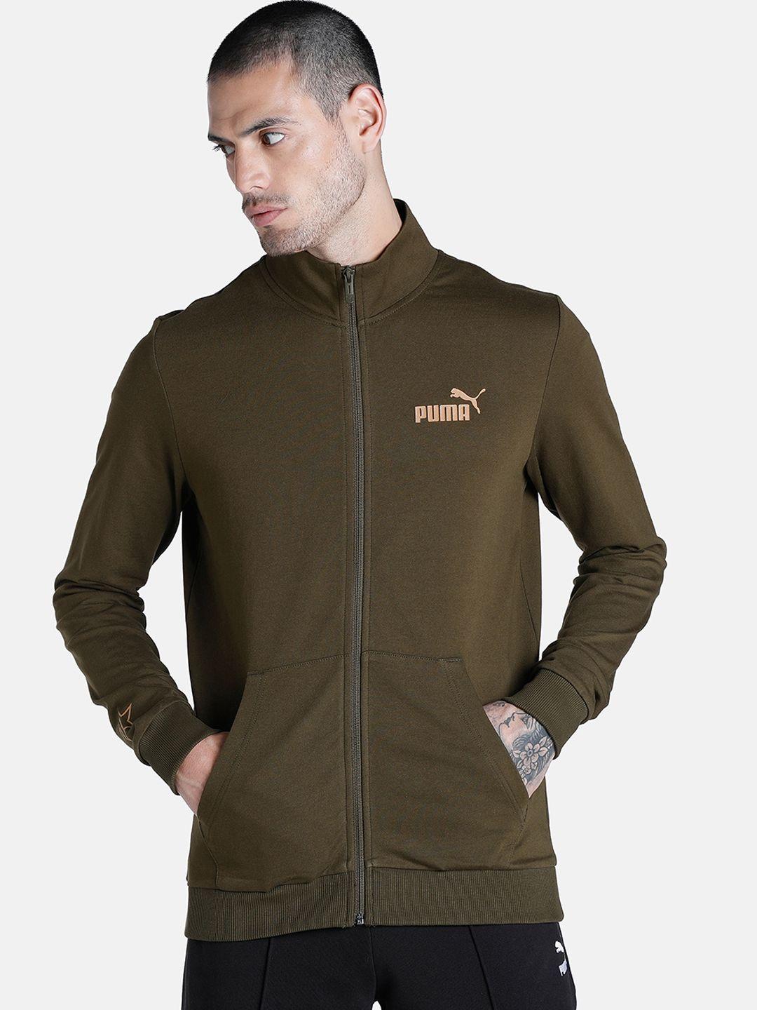 puma men olive green outdoor sporty jacket