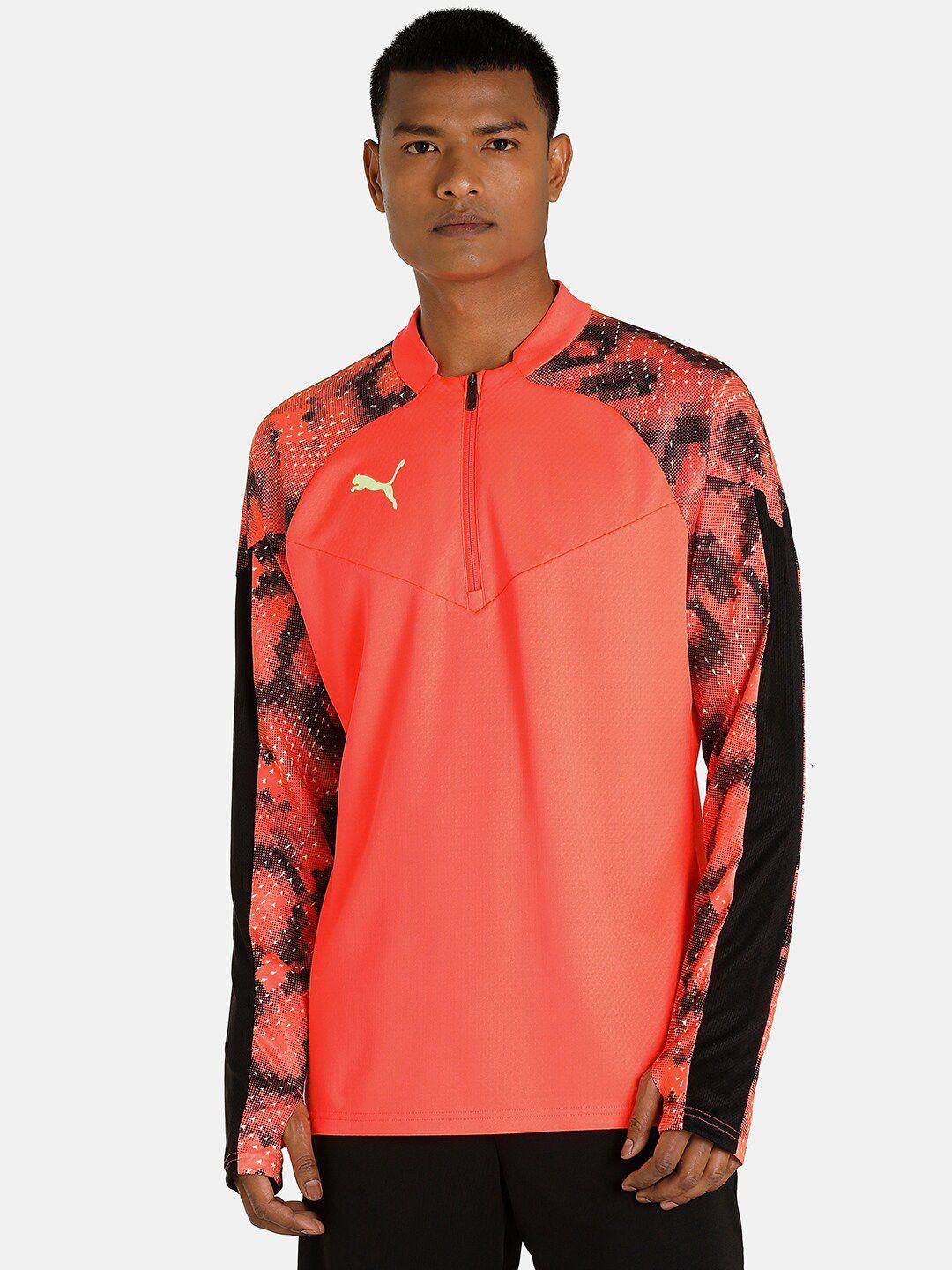 puma men orange individualfinal football wc quarter-zip sweatshirt