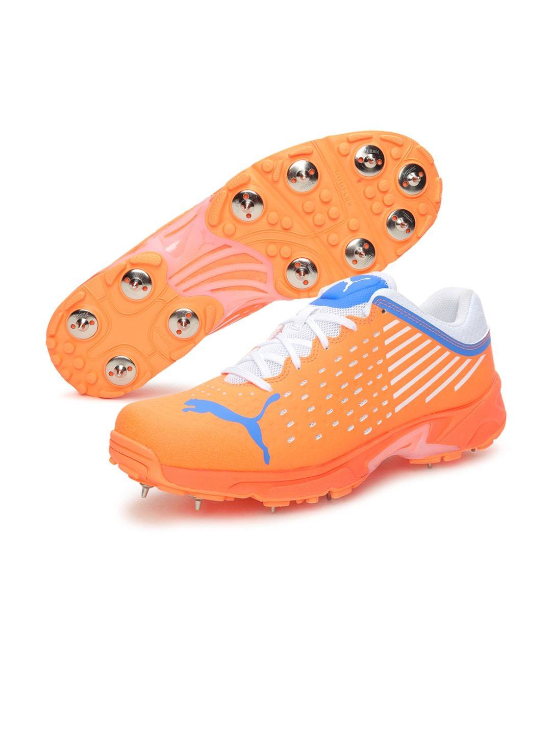 puma men orange spike 22.1 cricket shoes
