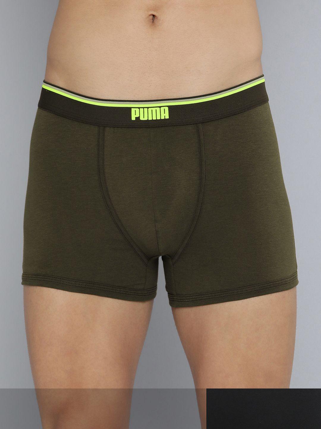 puma men pack of 2 solid anti-microbial stretch trunks 93212501