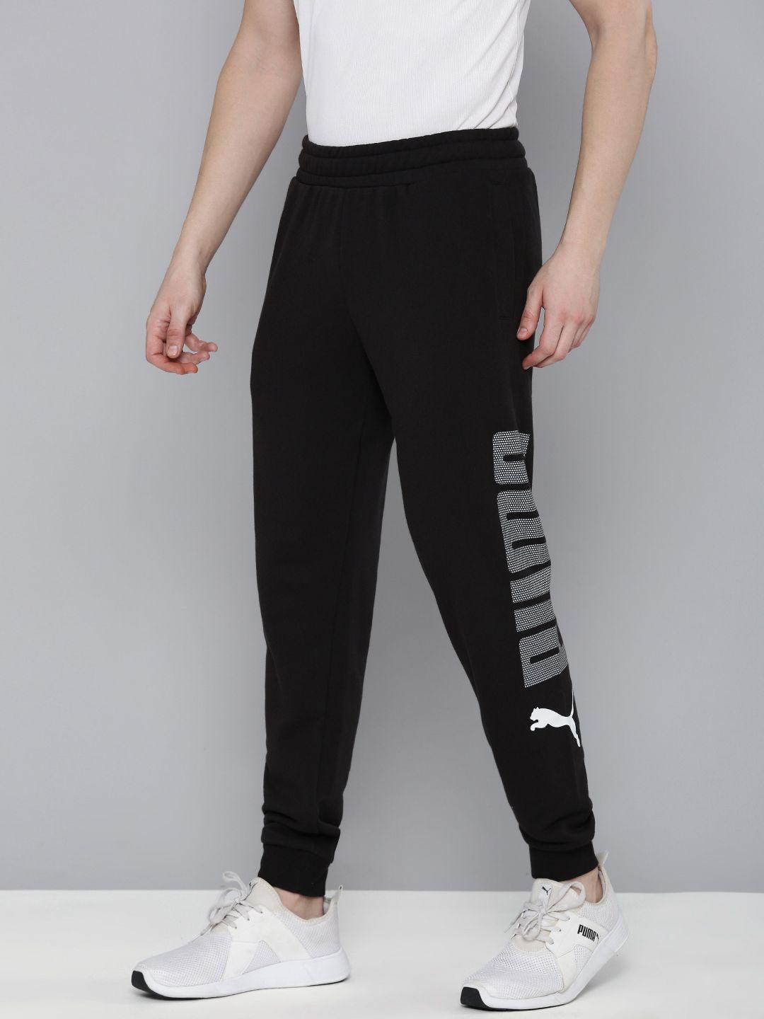 puma men printed essentials+ logo lab mid-rise joggers