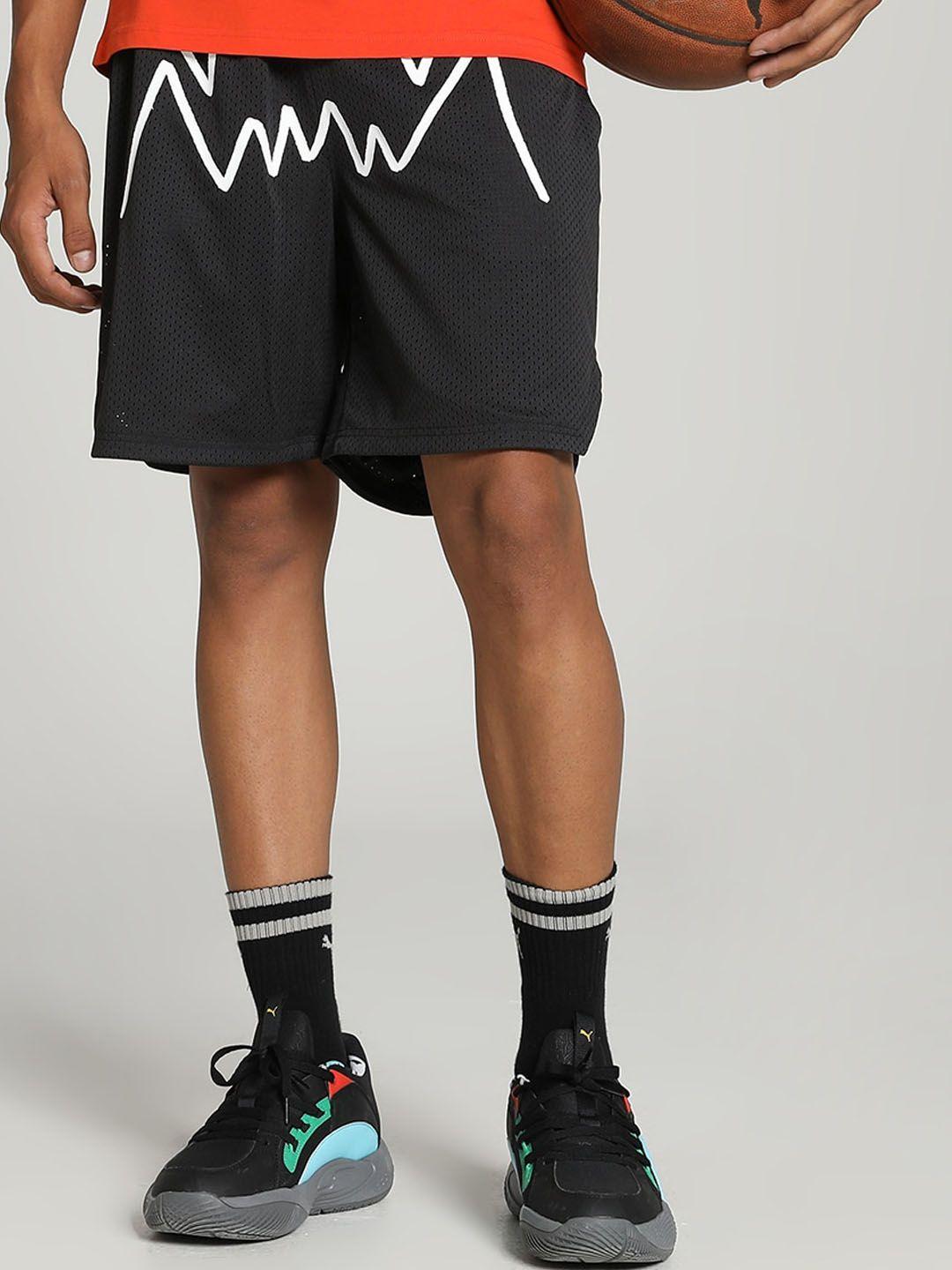 puma men printed jaws core basketball sports shorts