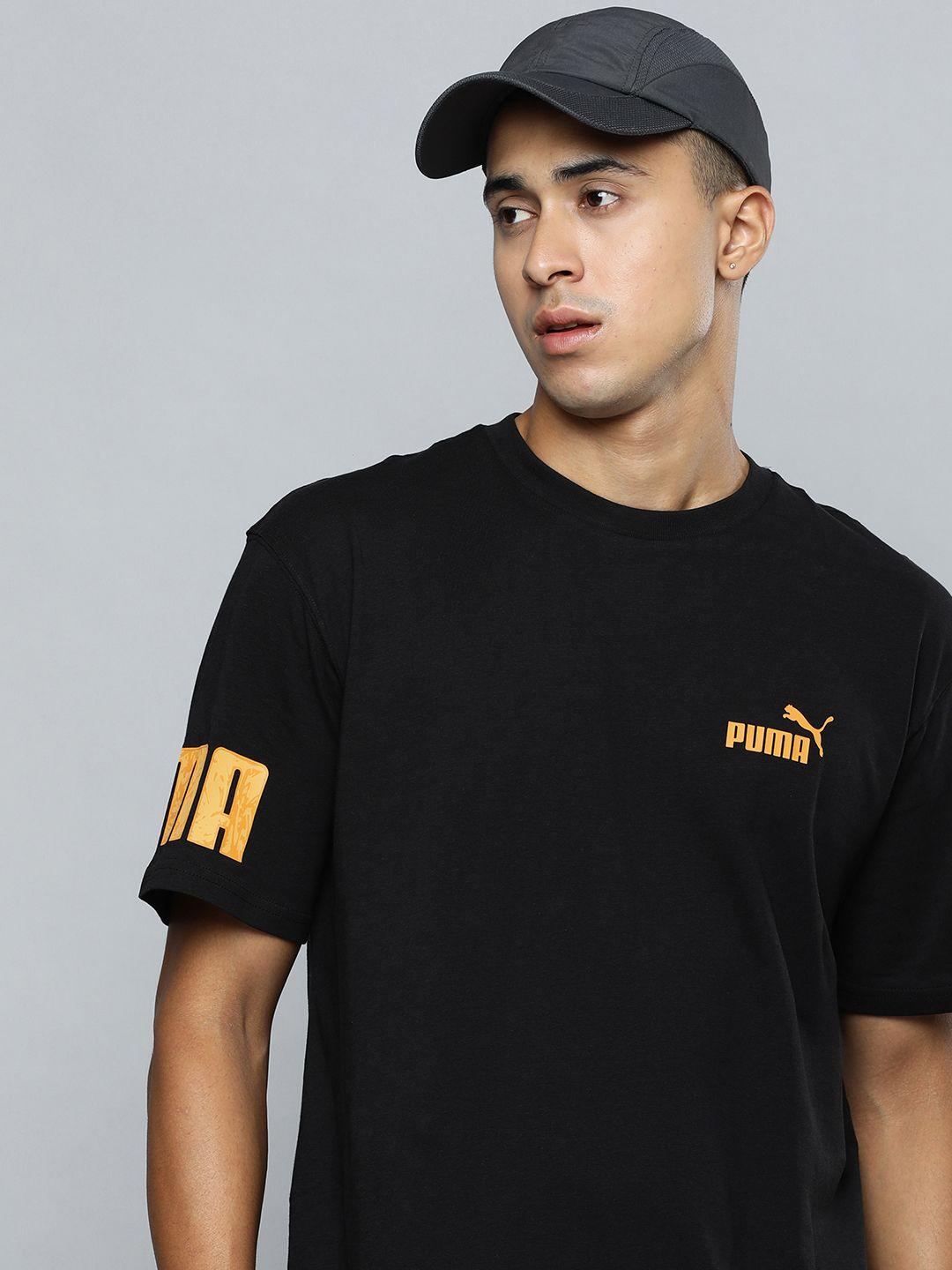 puma men pure cotton brand logo placement printed relaxed fit t-shirt