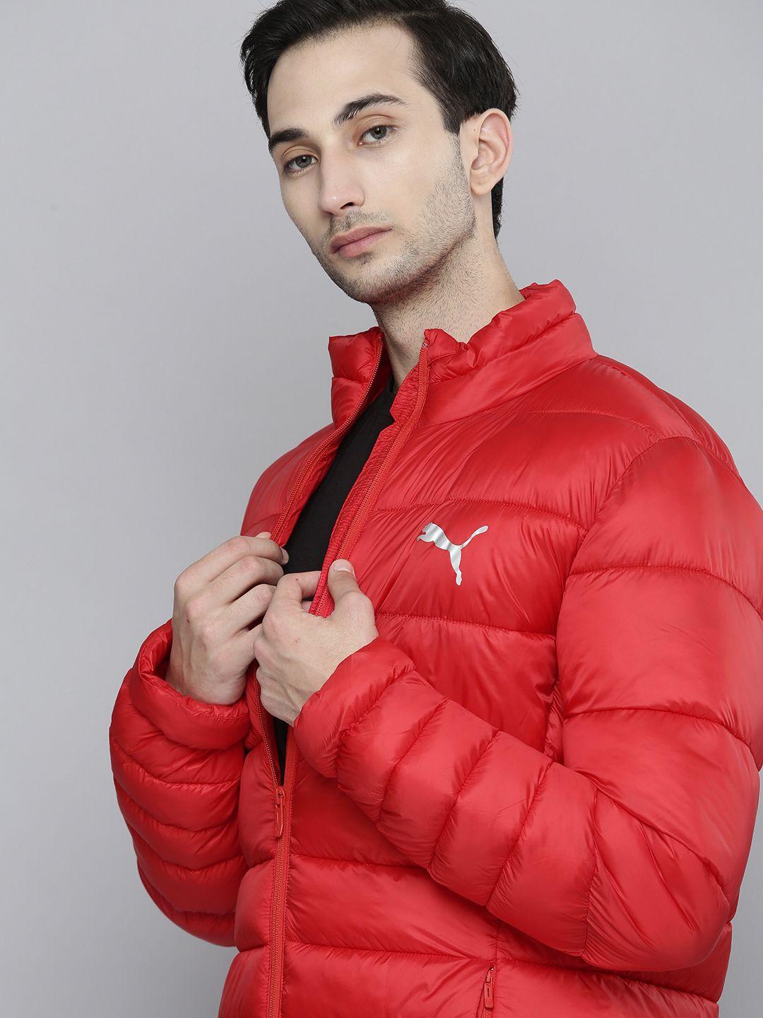 puma men red bramd logo printed  padded jacket