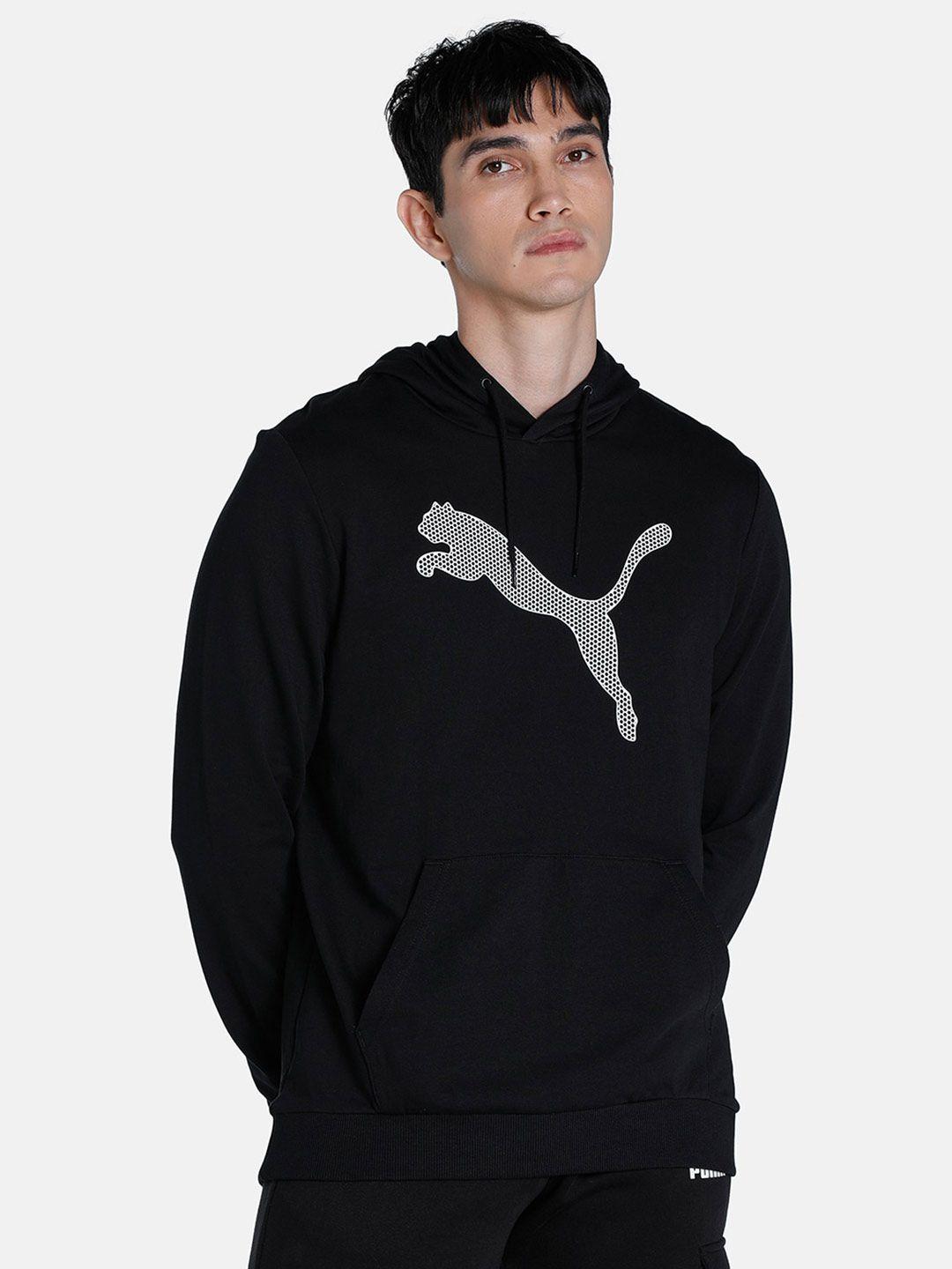 puma men regular fit printed cotton hooded sweatshirt