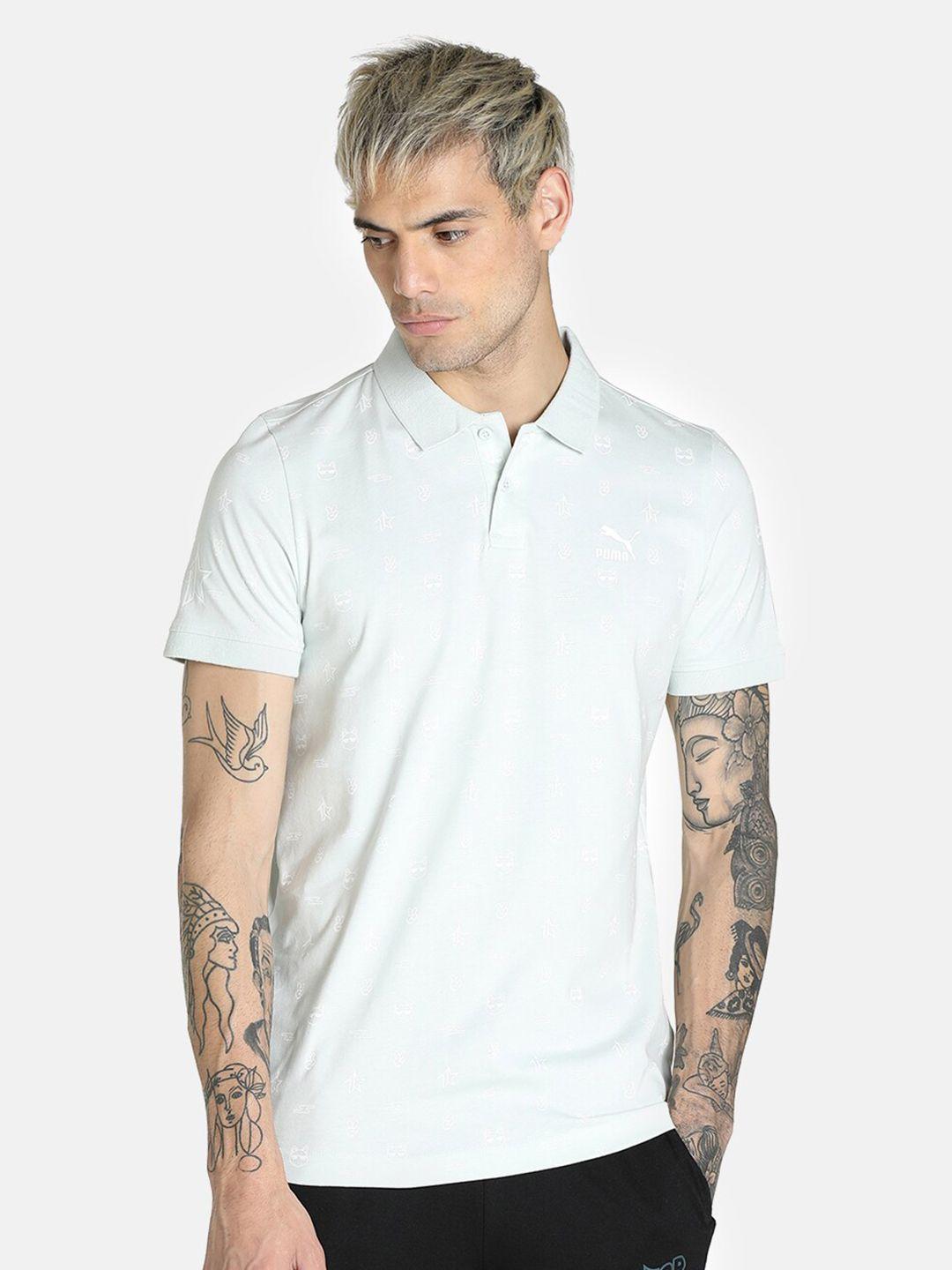 puma men white 1der kl rahul aop polo cotton t-shirt