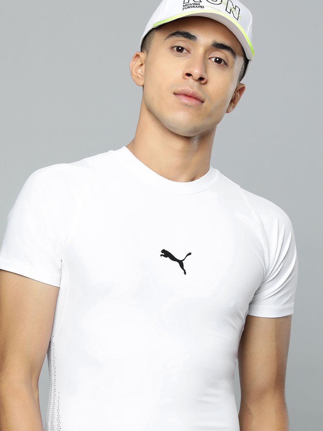 puma men white printed exo-adapt performance slim fit t-shirt