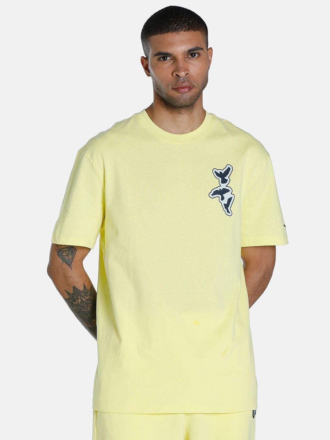 puma men yellow & off white neymar jr. relaxed t-shirt