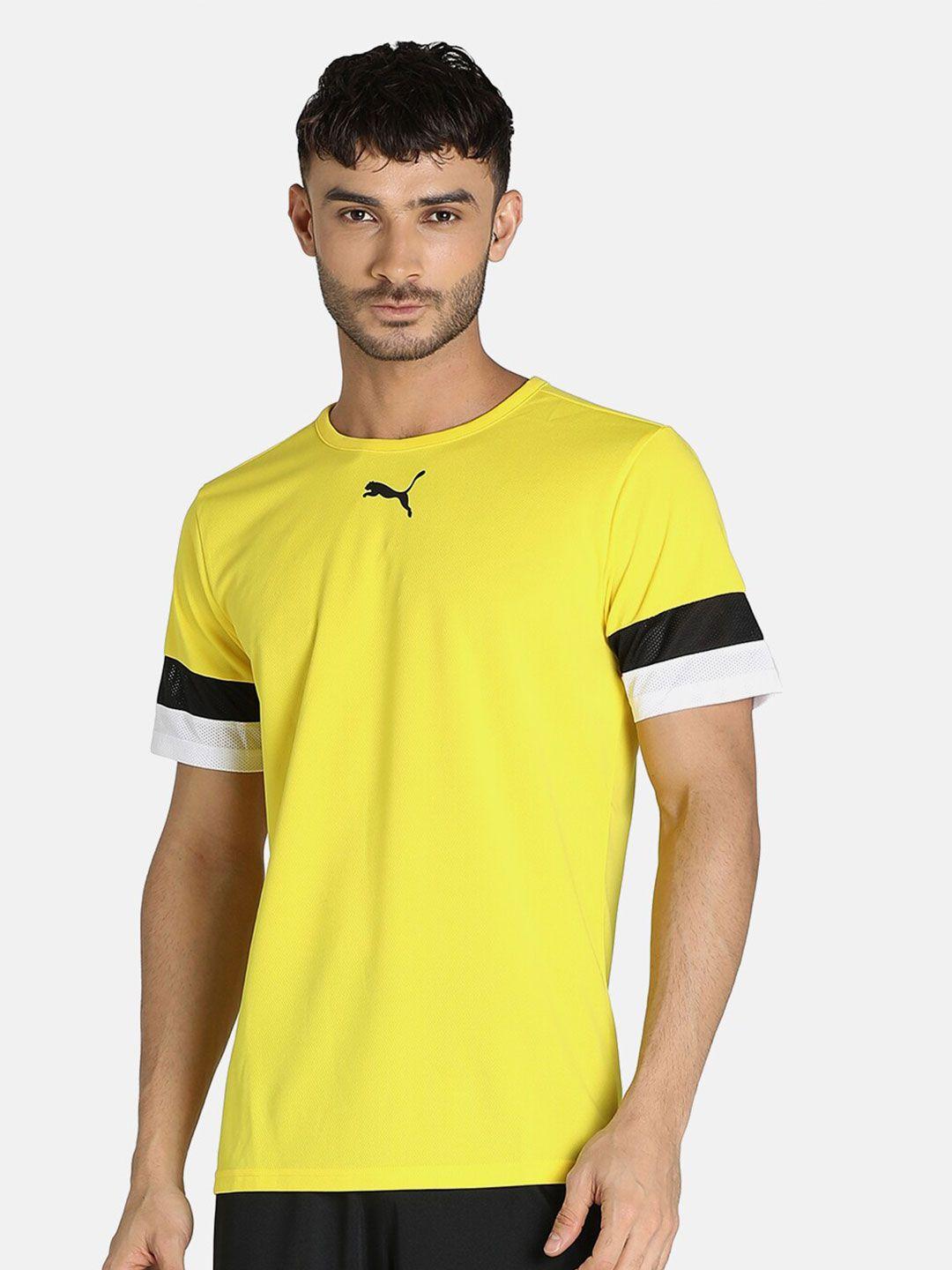 puma men yellow brand logo teamrise regular fit t-shirt