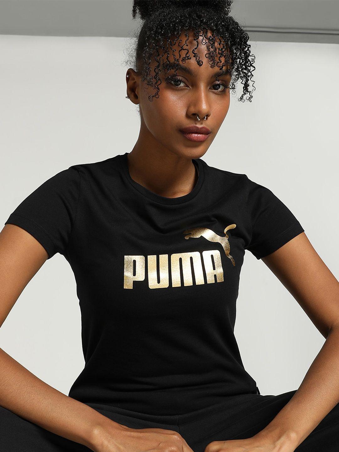 puma metallic logo printed cotton t-shirt