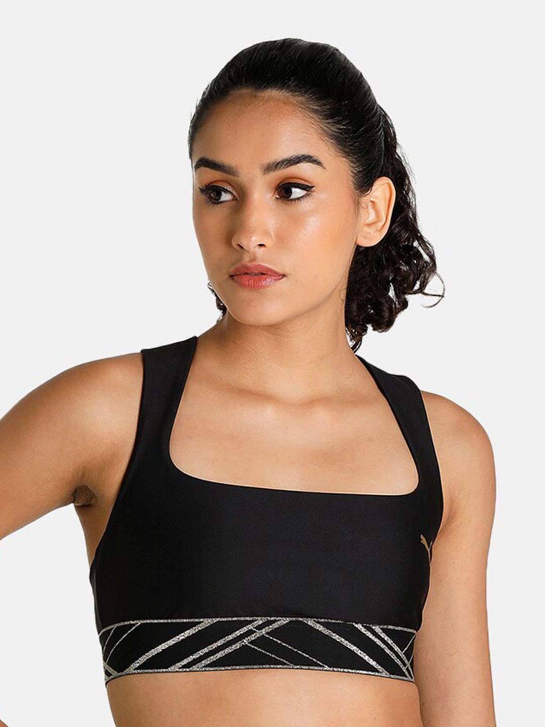 puma mid impact deco glam training sports bra