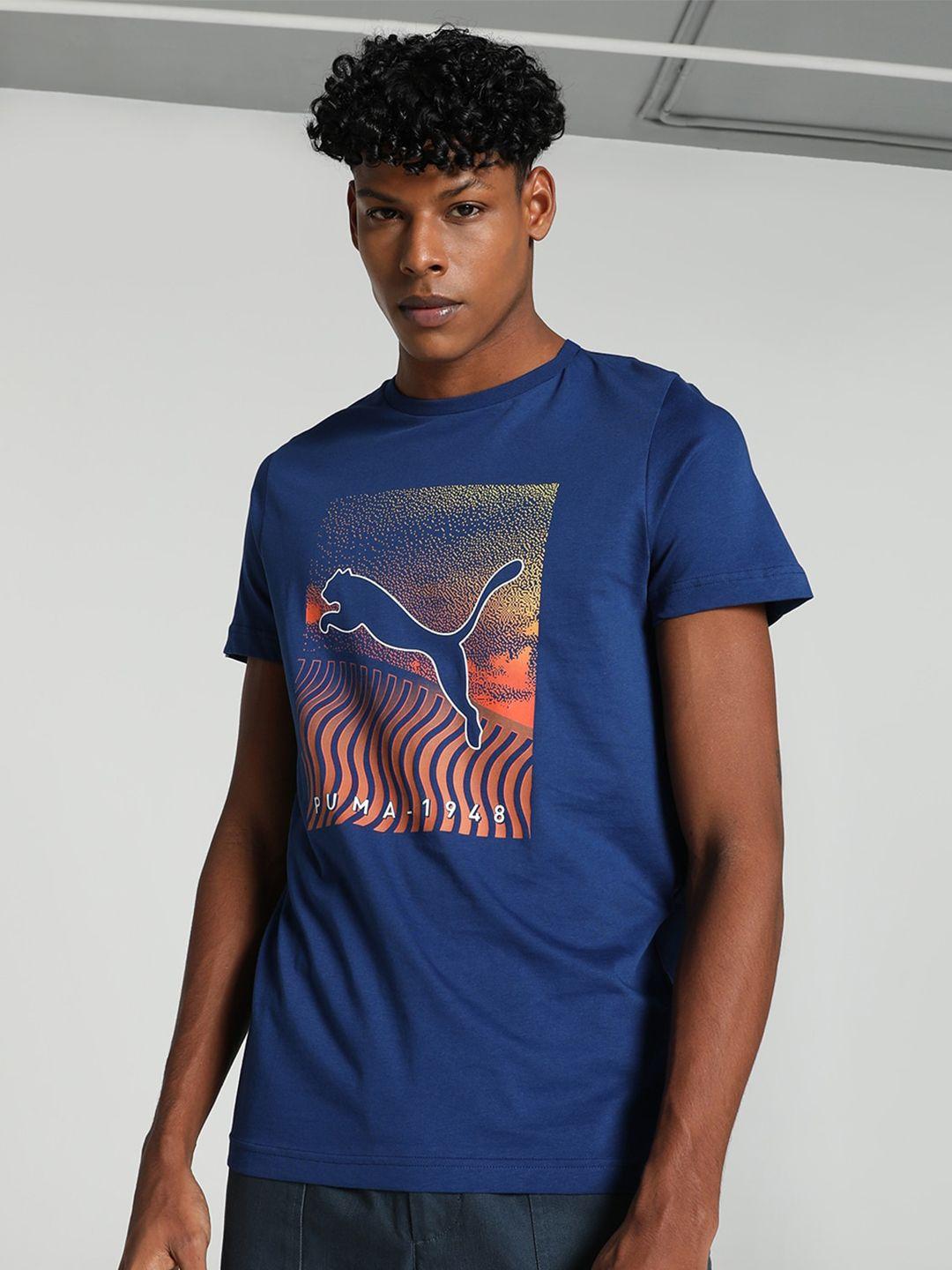 puma modern graphic printed cotton slim fit t-shirt