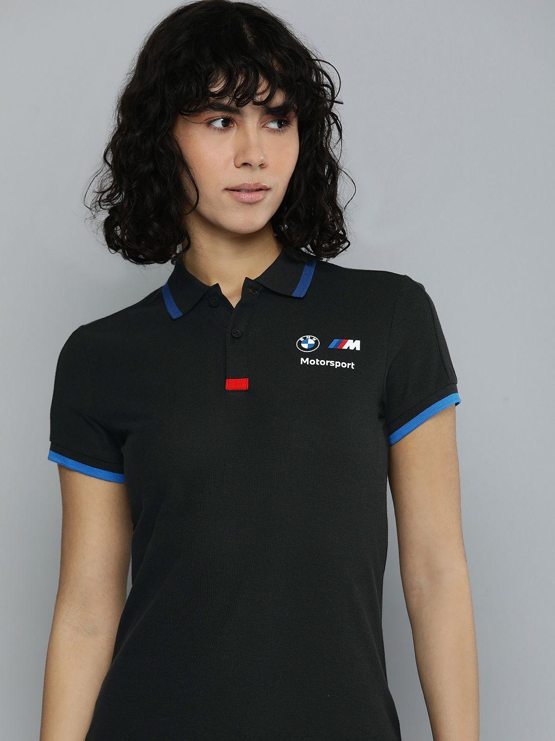 puma motorsport brand logo bmw motorsport printed polo collar t-shirt