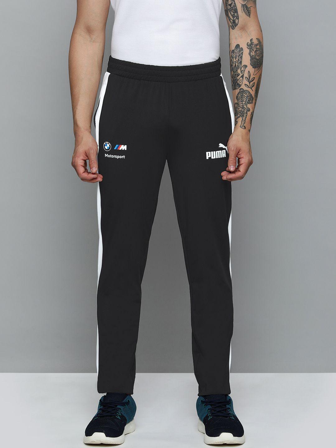 puma motorsport brand logo printed slim- fit track pants with drycell technology