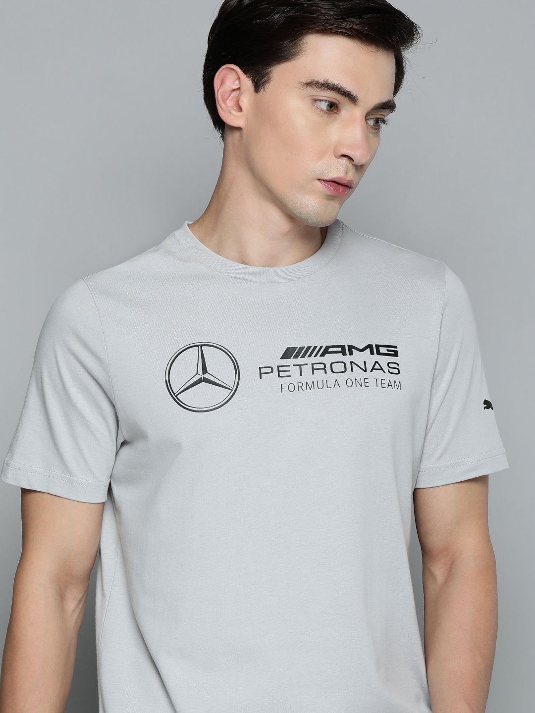 puma motorsport grey brand logo mercedes amg petronas printed regular fit cotton sustainable t-shirt