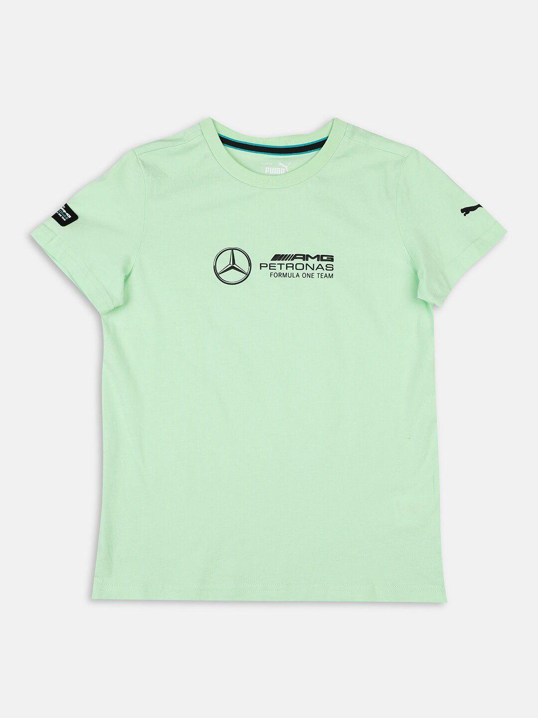 puma motorsport kids green mercedes-amg petronas formula one logo t-shirt youth