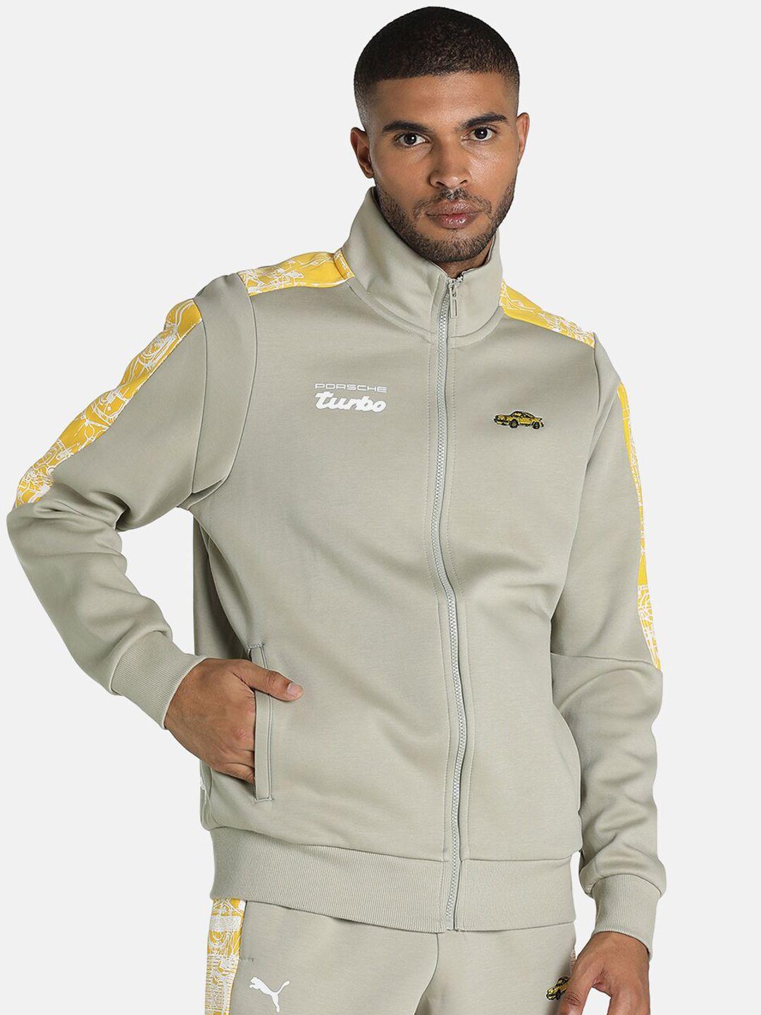 puma motorsport men beige pl mt7 sweat regular fit jacket