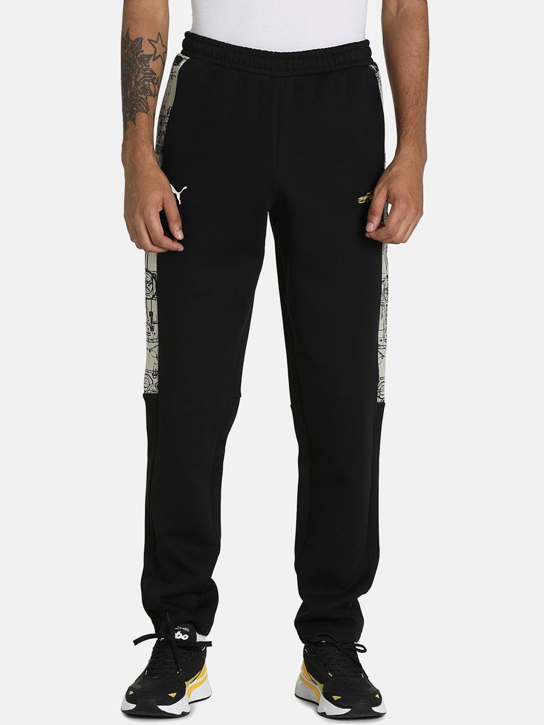 puma motorsport men black solid cotton track pants