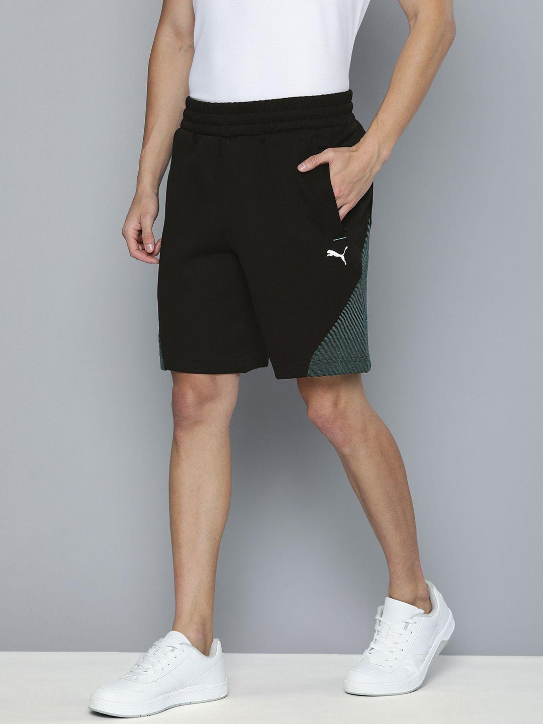 puma motorsport men black solid regular shorts