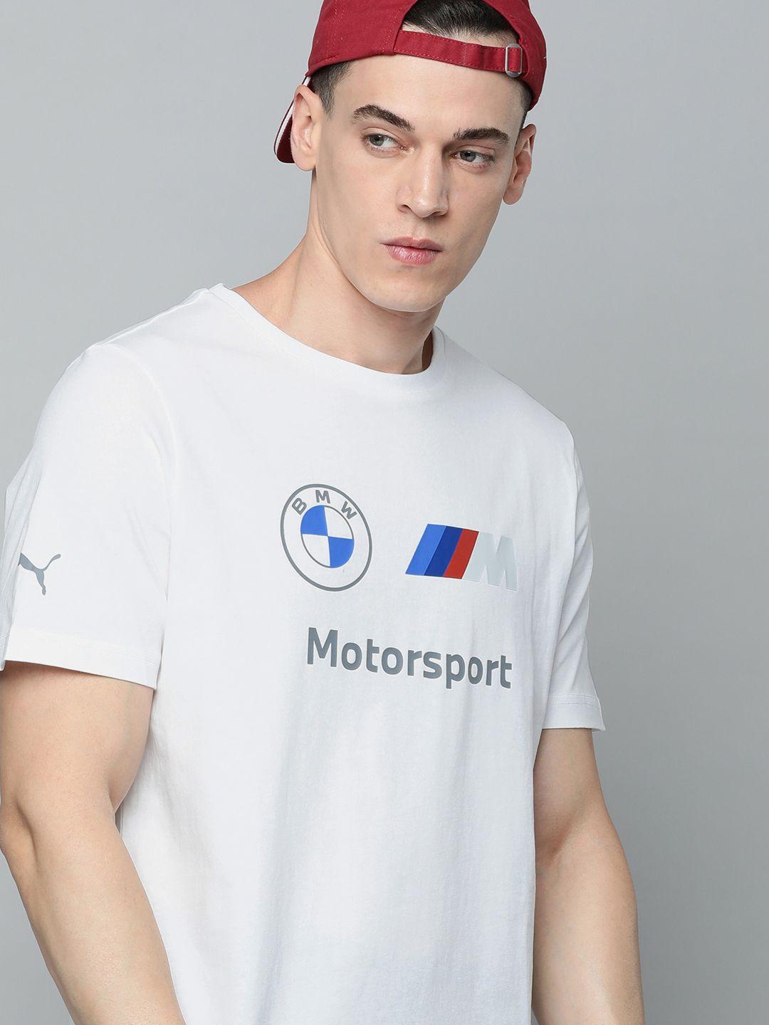 puma motorsport men bmw m motorsport essential logo print knitted pure cotton t-shirt