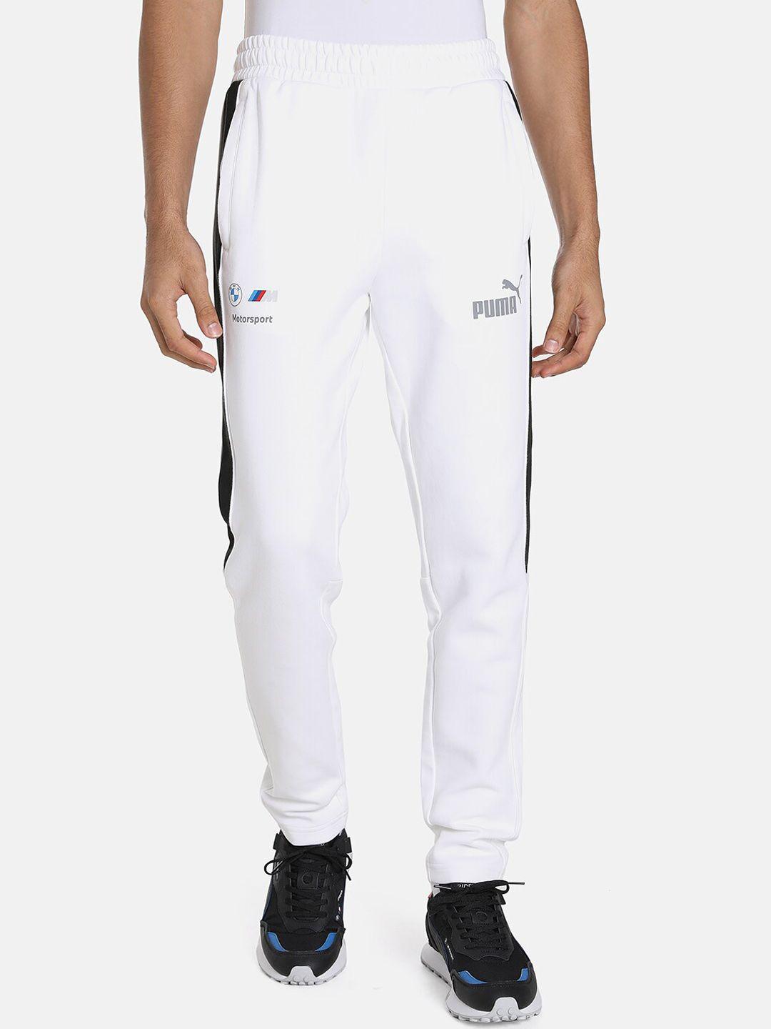 puma motorsport men bmw mt7 slim-fit brand logo printed cotton joggers