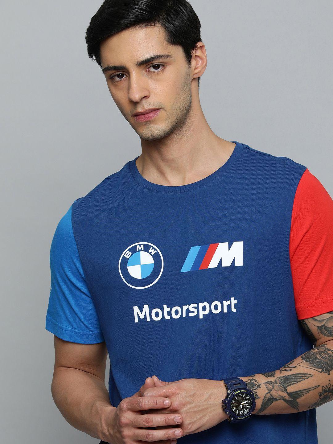 puma motorsport men logo printed pure cotton t-shirt
