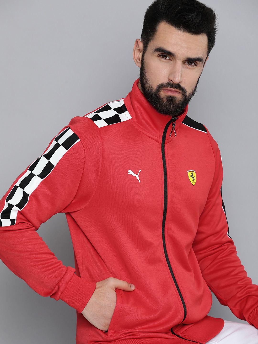 puma motorsport men red ferrari race mt7 track bomber jacket