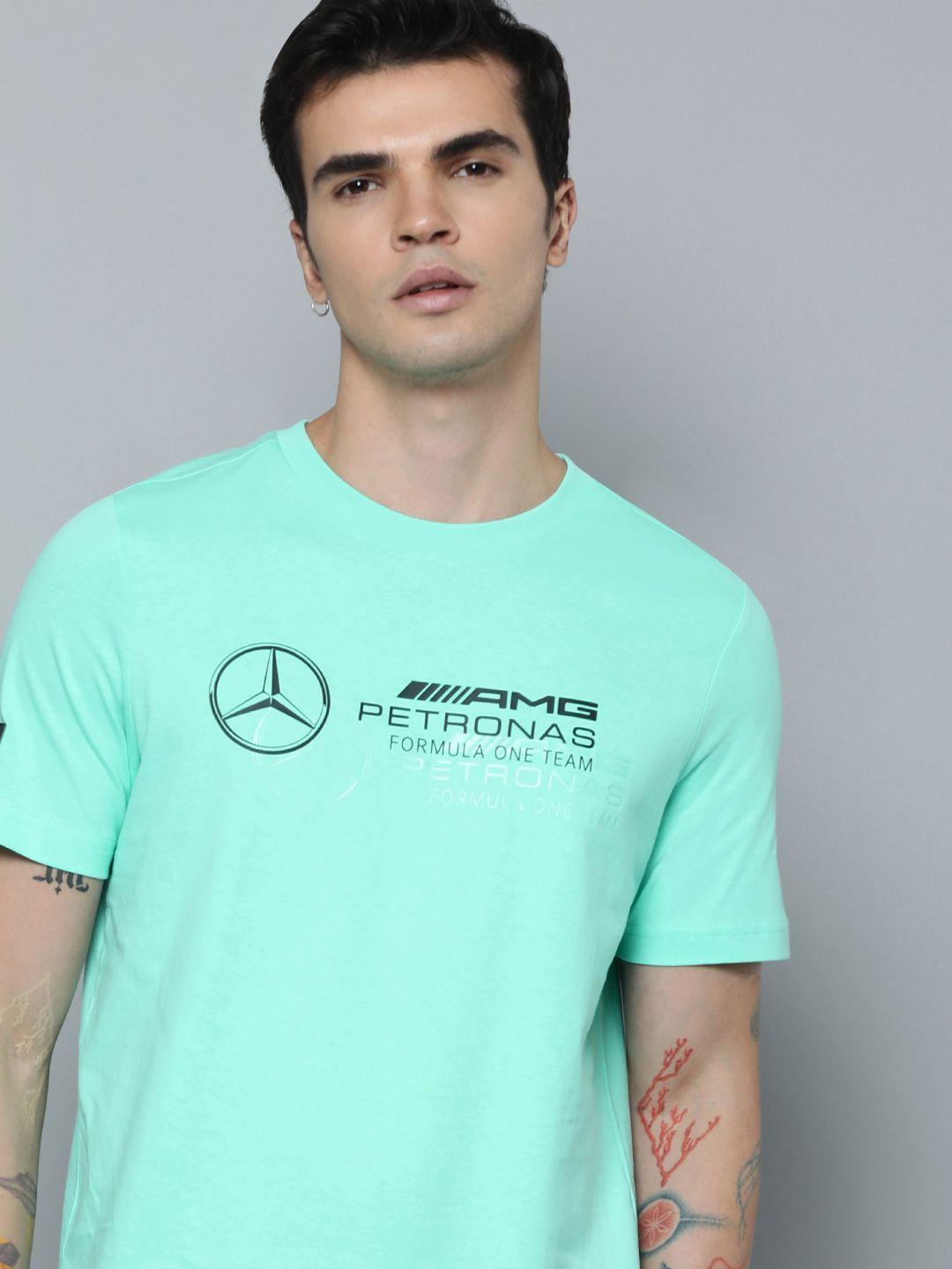 puma motorsport mercedes amg petronas f1 brand logo print knitted pure cotton shirt