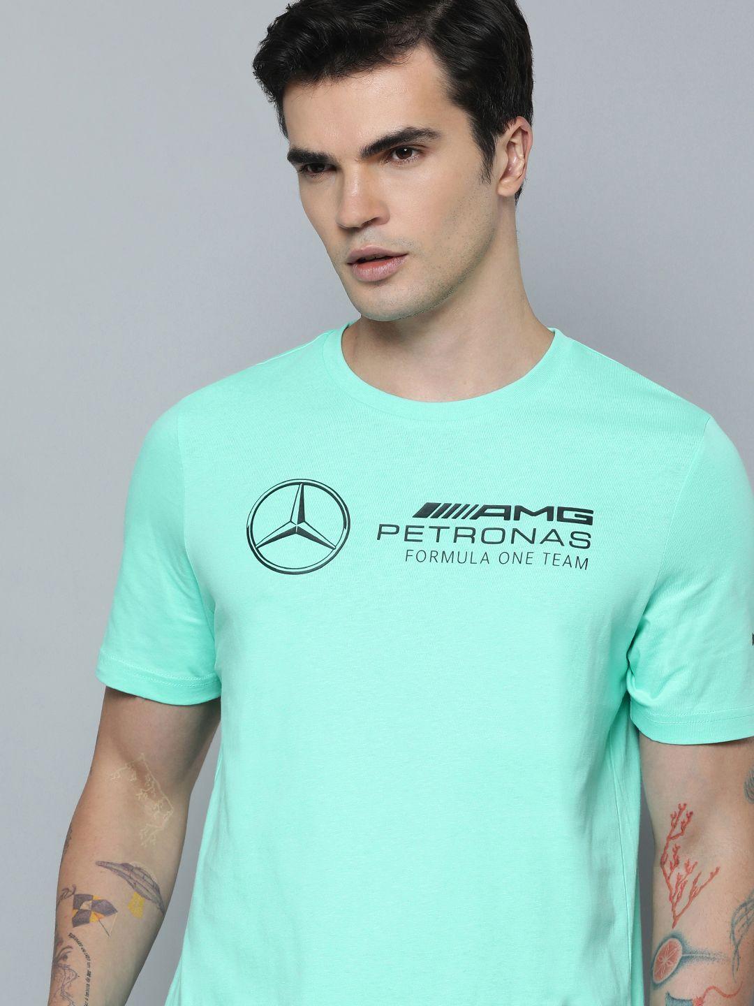 puma motorsport mercedes amg petronas f1 essential logo print knitted pure cotton t-shirt