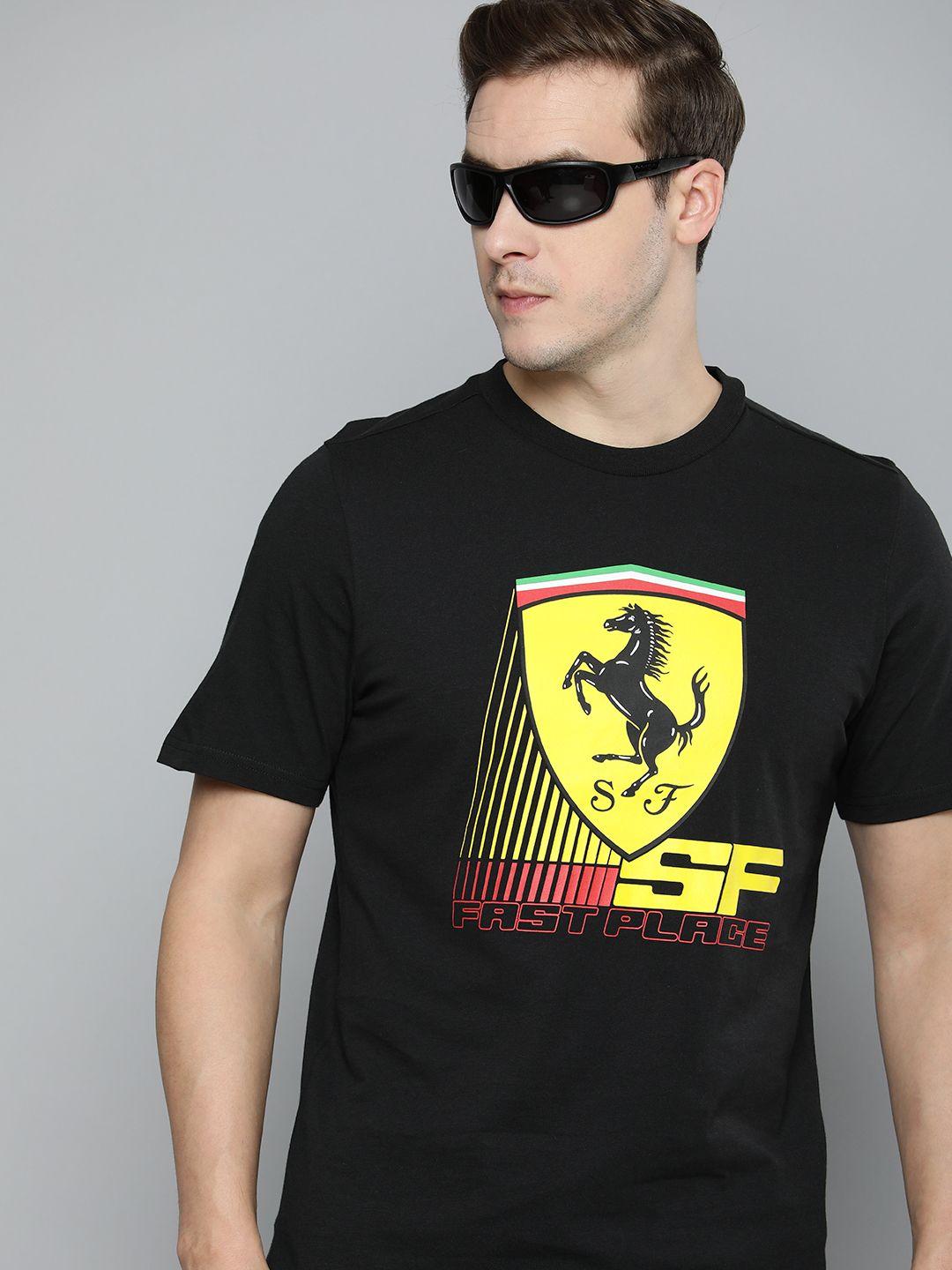 puma motorsport pure cotton scuderia ferrari race big shield printed t-shirt