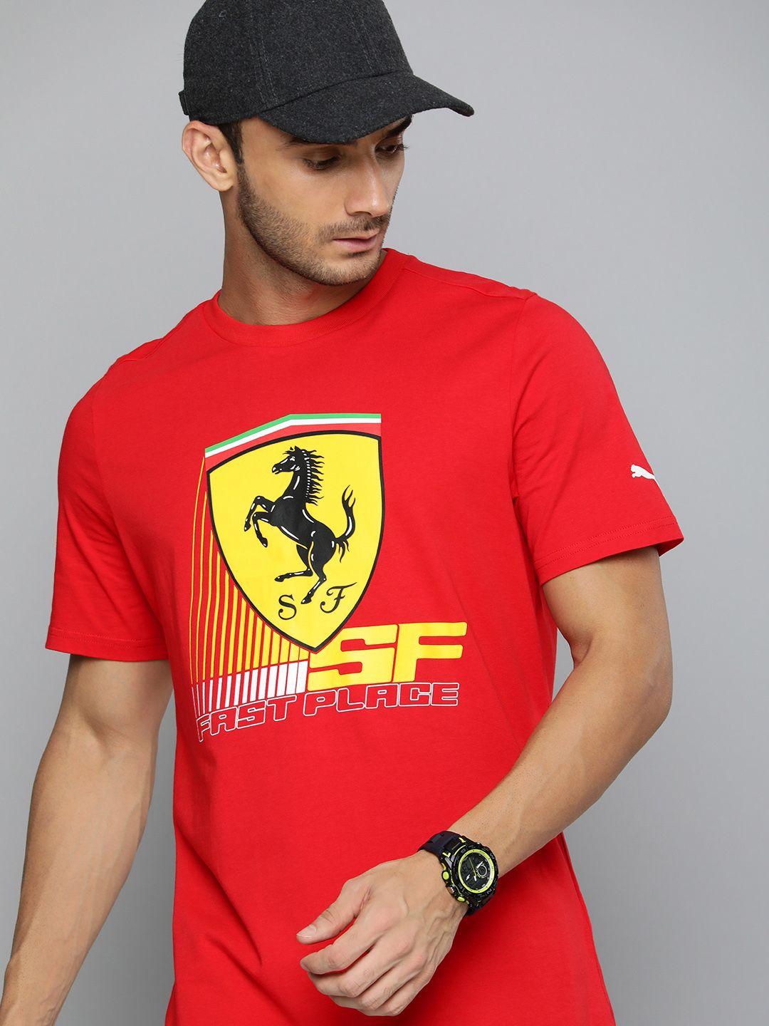 puma motorsport pure cotton scuderia ferrari race big shield printed t-shirt