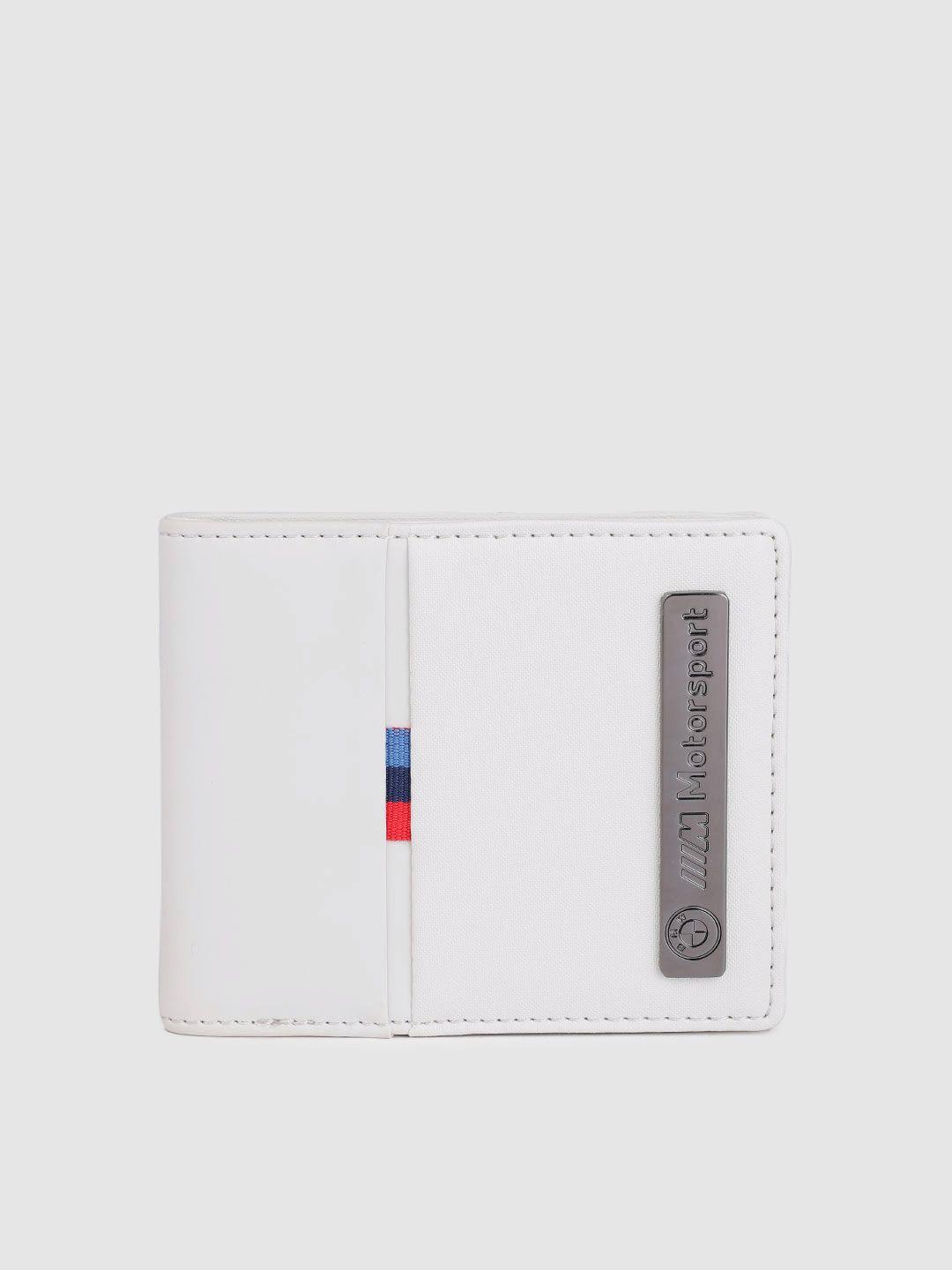 puma motorsport unisex solid bmw m two fold wallet with brand logo applique detail