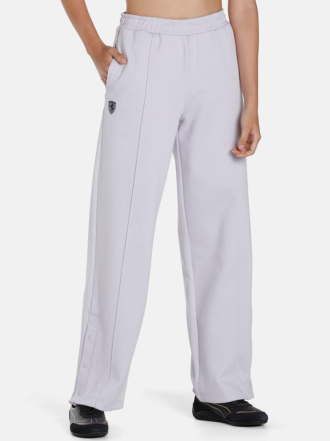 puma motorsport women mid-rise puma ferrari style cotton track pants