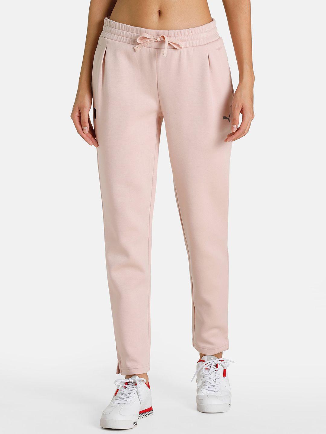 puma motorsport women rose color solid cotton track pants